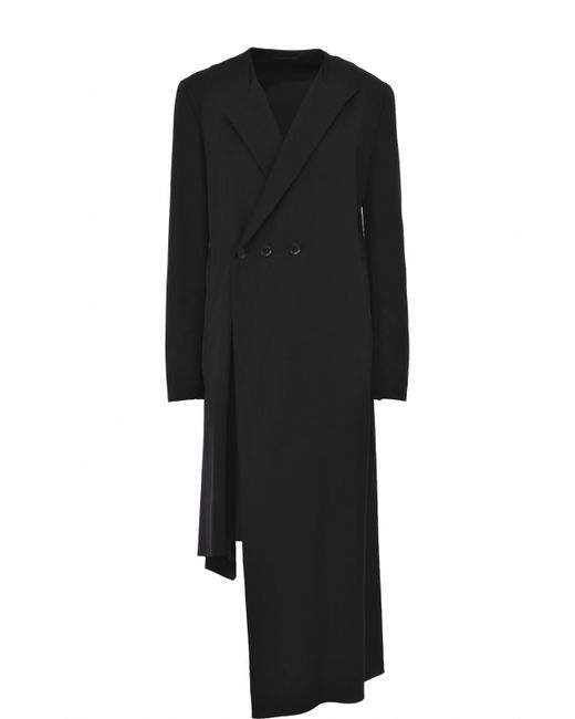 Yohji Yamamoto Шерстяное двубортное пальто асимметричного кроя