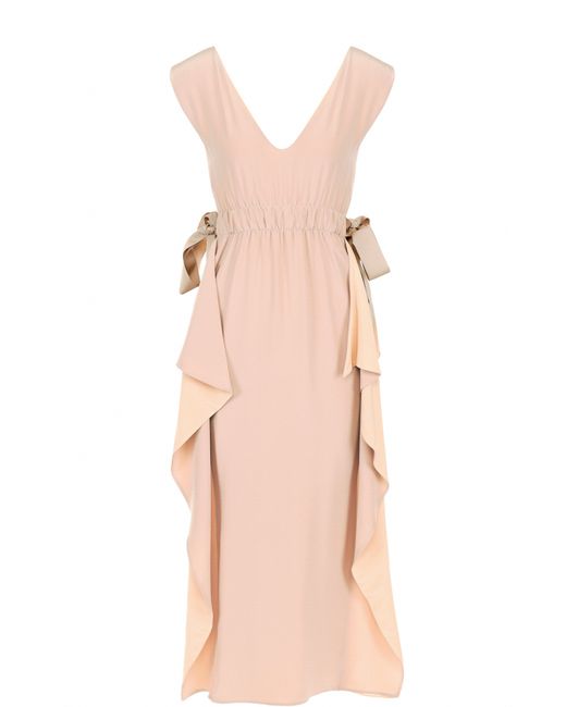 Fendi Шелковое платье-миди с оборками