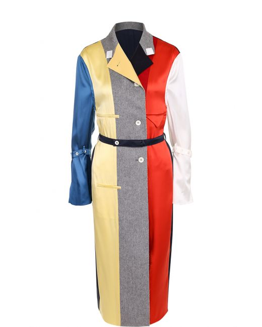 Thom Browne Платье-рубашка из смеси шелка и кашемира с поясом