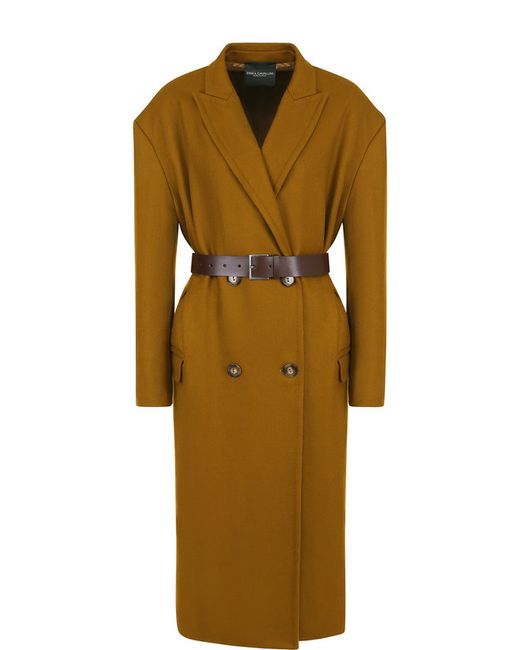 Erika Cavallini Двубортное кожаное пальто с поясом