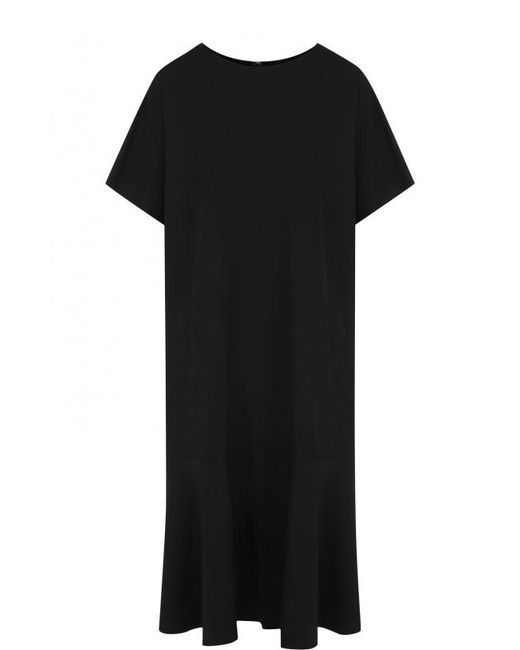 Yohji Yamamoto Однотонное шерстяное платье свободного кроя