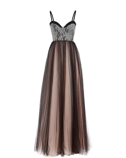 Lanvin Платье-макси с кружевным лифом