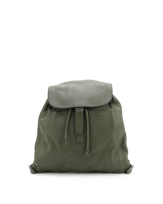Bottega Veneta Кожаный рюкзак с клапаном и внешним карманом