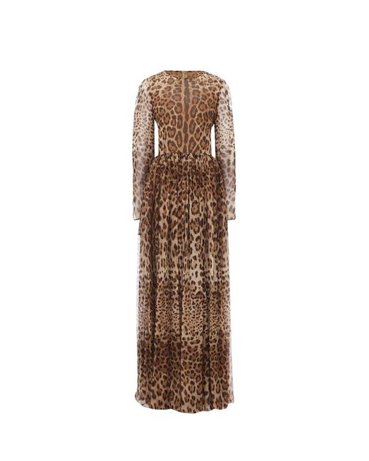 Dolce & Gabbana Шелковое платье-макси с леопардовым принтом