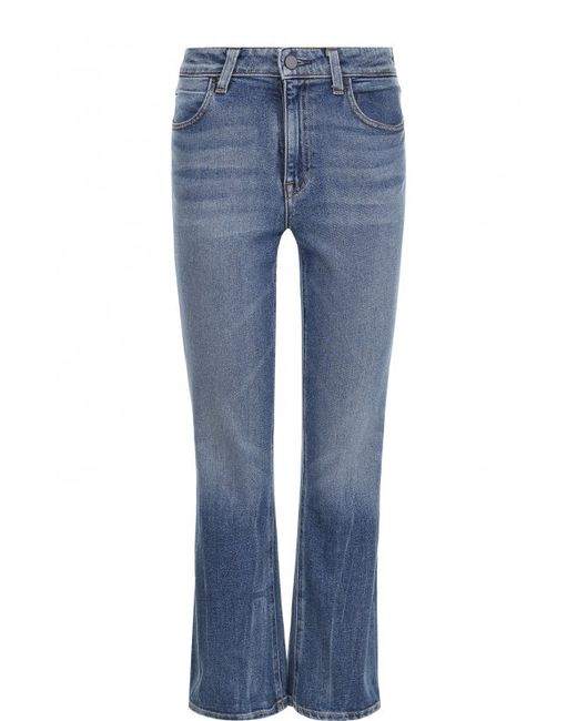 DENIM x ALEXANDER WANG Укороченные расклешенные джинсы с потертостями
