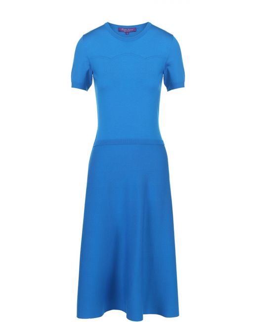 Ralph Lauren Приталенное платье-миди с укороченным рукавом