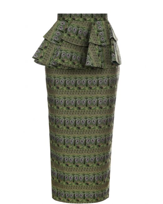 Tata Naka Жаккардовая юбка-карандаш с оборками