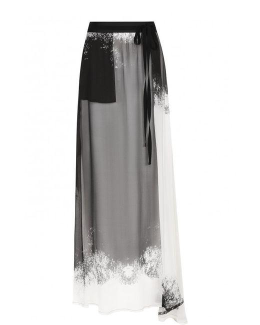 Ann Demeulemeester Полупрозрачная шелковая юбка-макси с поясом