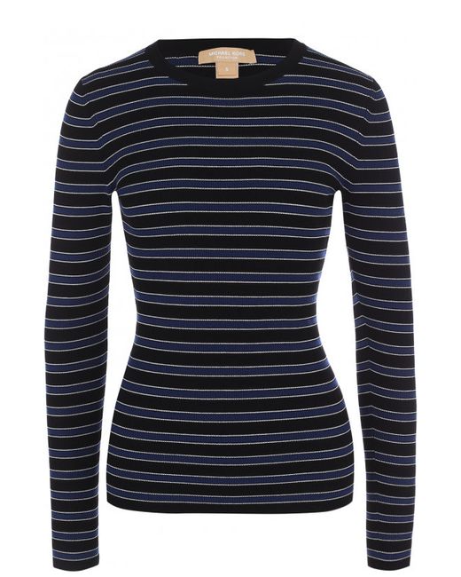 Michael Kors Collection Приталенный пуловер в полоску с круглым вырезом