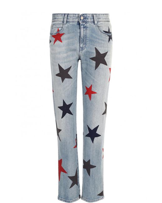 Stella Mccartney Укороченные джинсы прямого кроя с принтом в виде звезд