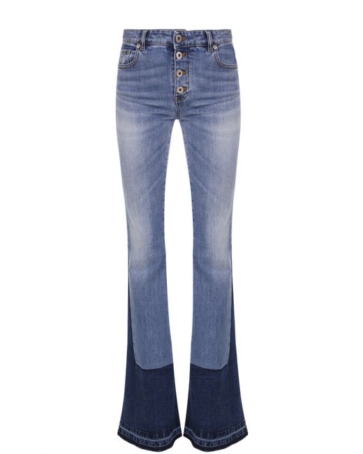 Roberto Cavalli Расклешенные джинсы с контрастной отделкой и разрезами
