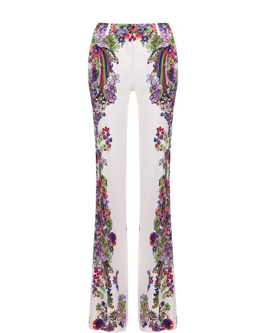Roberto Cavalli Расклешенные брюки со стрелками и цветочным принтом