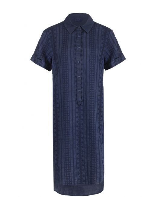120% Lino Платье-рубашка с удлиненной спинкой и вышивкой