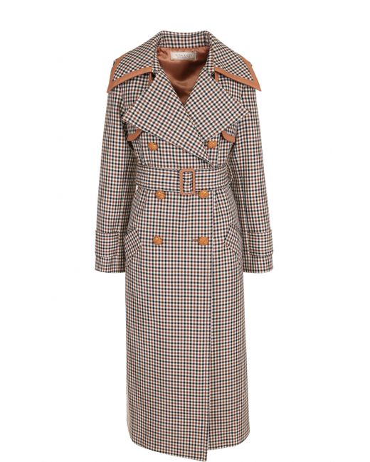 Nina Ricci Шерстяное двубортное пальто с поясом