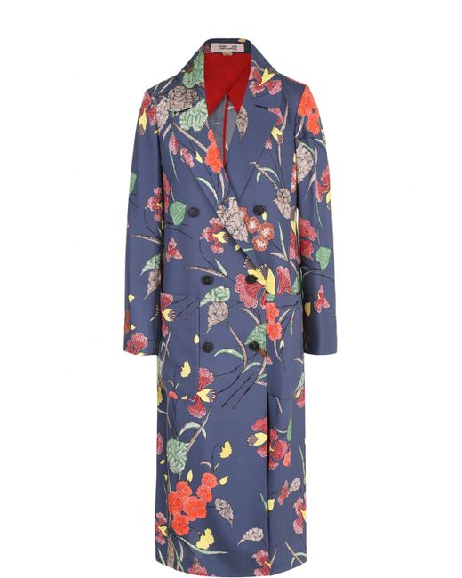 Diane Von Furstenberg Шелковое пальто с цветочным принтом
