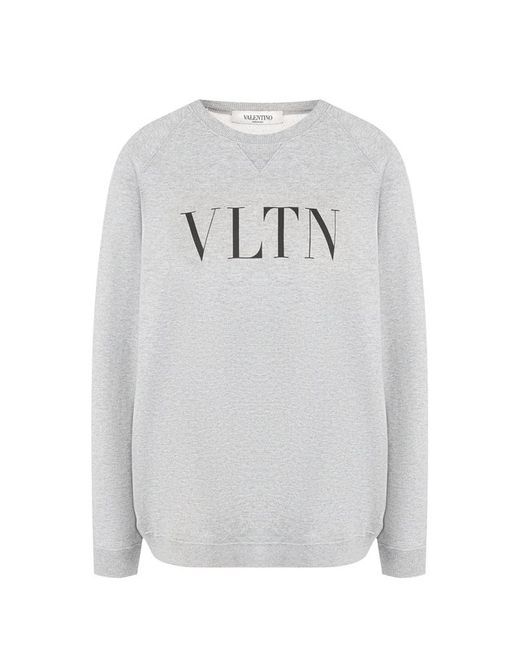 Valentino Хлопковый пуловер с круглым вырезом и логотипом бренда