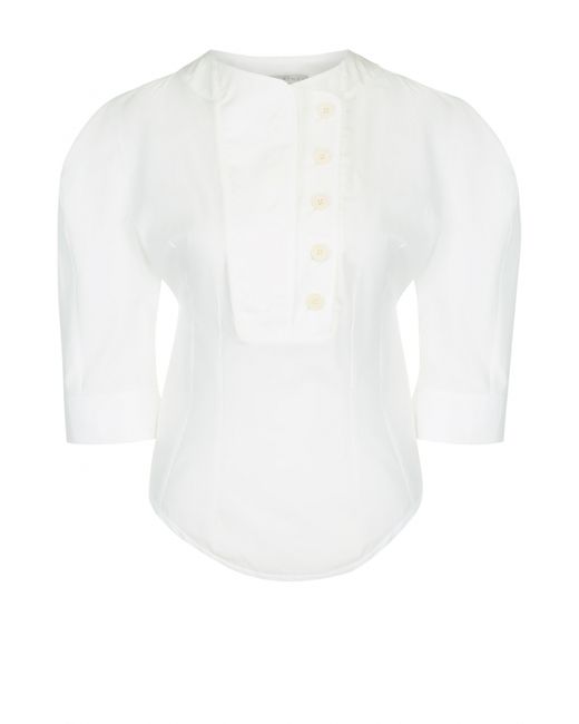 Stella Mccartney Приталенная блуза с укороченным рукавом-фонарик
