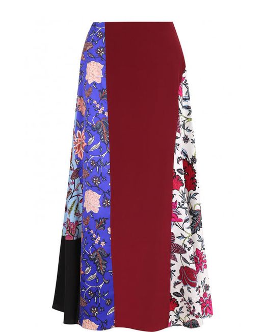 Diane Von Furstenberg Шелковая юбка-миди с принтом