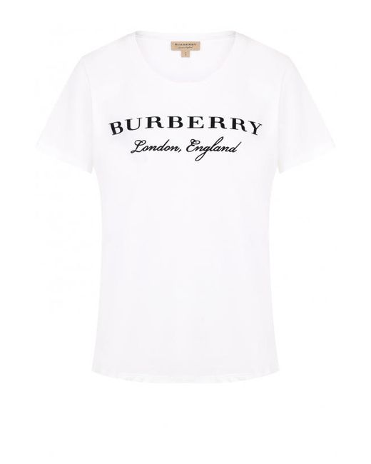 Burberry Хлопковая футболка с круглым вырезом и логотипом бренда