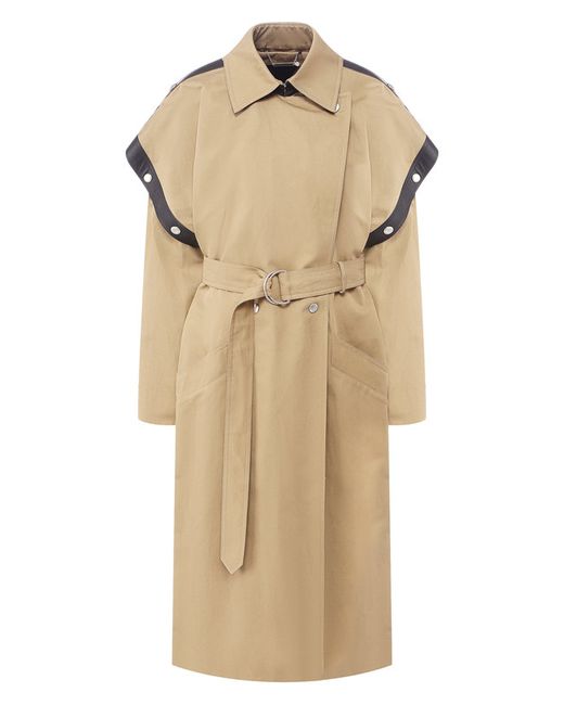 Givenchy Пальто из смеси хлопка и льна с кожаной отделкой