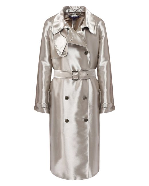 Ralph Lauren Двубортное пальто из смеси вискозы и шелка с поясом