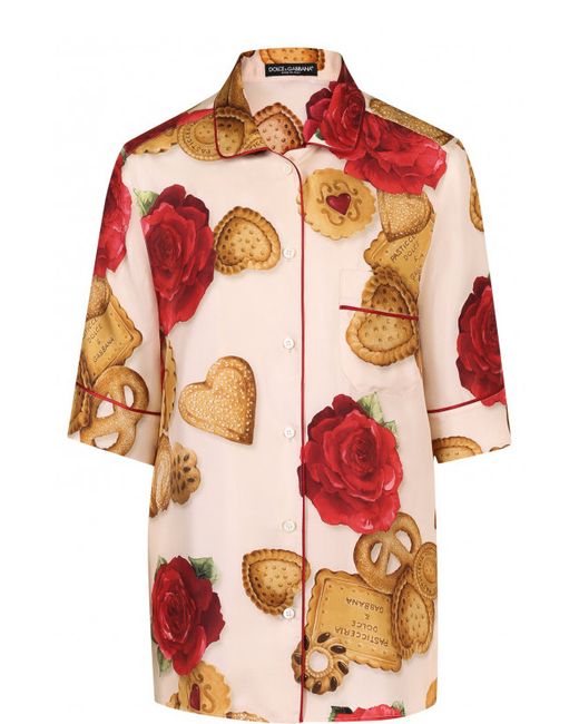 Dolce & Gabbana Шелковая блуза с принтом
