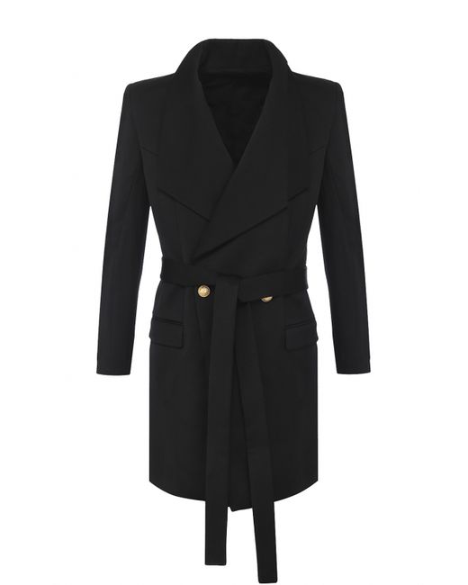 Balmain Шерстяное двубортное пальто с поясом