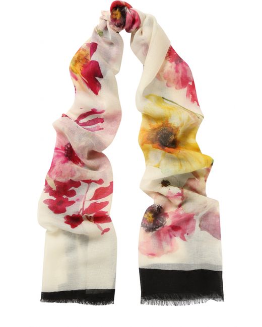 Lanvin Кашемировый шарф с цветочным принтом