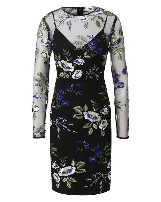 Diane Von Furstenberg Платье с круглым вырезом и декоративной вышивкой