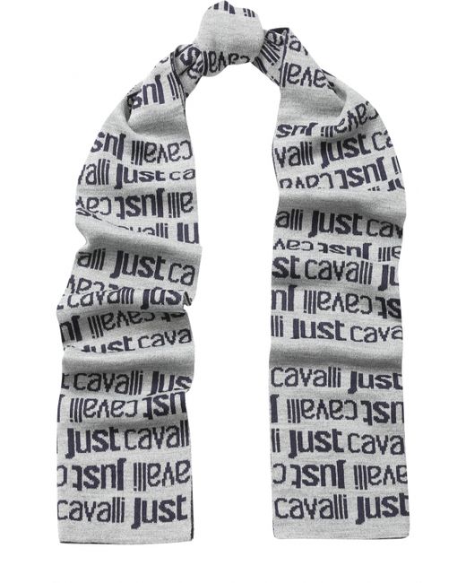 Just Cavalli Шерстяной шарф с логотипом бренда