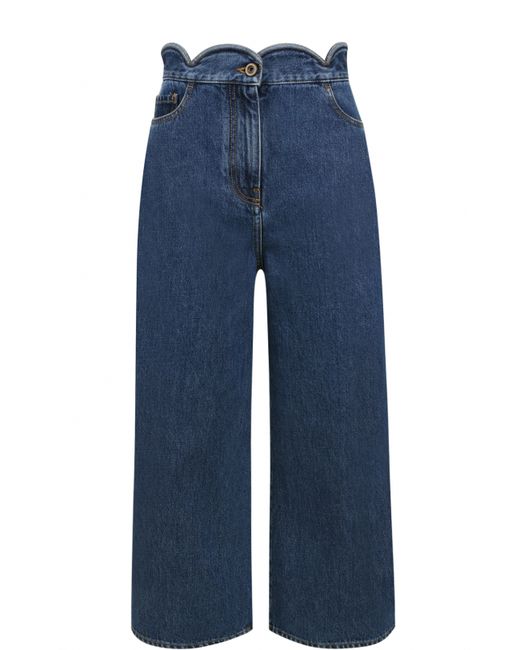 Valentino Укороченные широкие джинсы с фестонами