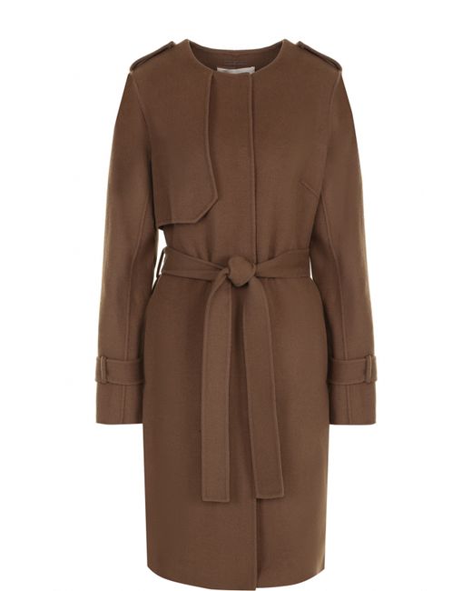 Diane Von Furstenberg Однотонное шерстяное пальто с поясом