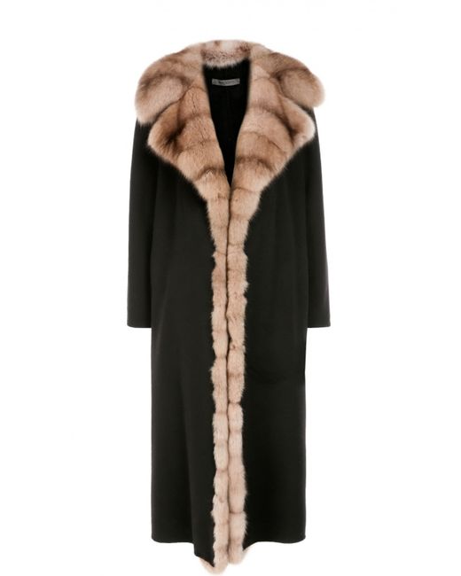 Simonetta Ravizza Кашемировое пальто с отделкой из меха соболя