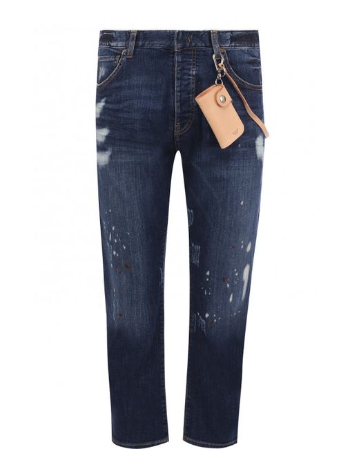 Emporio Armani Укороченные джинсы прямого кроя с футляром для ключей