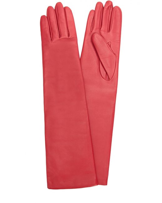 Agnelle Удлиненные кожаные перчатки с отделкой из шерсти