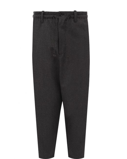 Yohji Yamamoto Хлопковые укороченные брюки с заниженной линией шага
