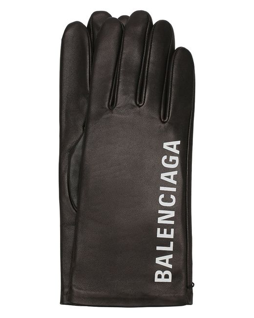 Balenciaga Кожаные перчатки с логотипом бренда