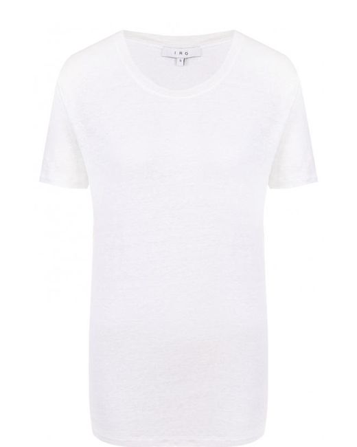 Iro Удлиненная льняная футболка с круглым вырезом