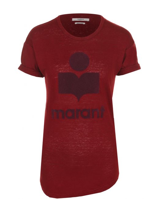Isabel Marant Étoile Льняная футболка с логотипом бренда