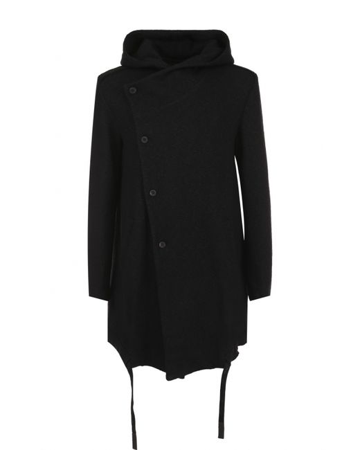 Lost&Found Однобортное пальто с капюшоном из смеси хлопка и шерсти