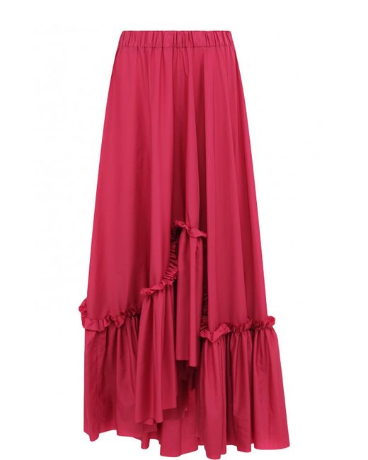 Vionnet Однотонная юбка-макси асимметричного кроя с оборками