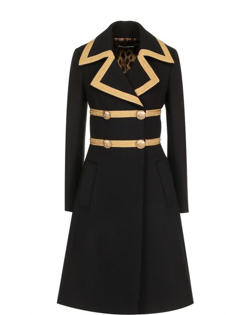 Dolce & Gabbana Двубортное шерстяное пальто с декоративной отделкой
