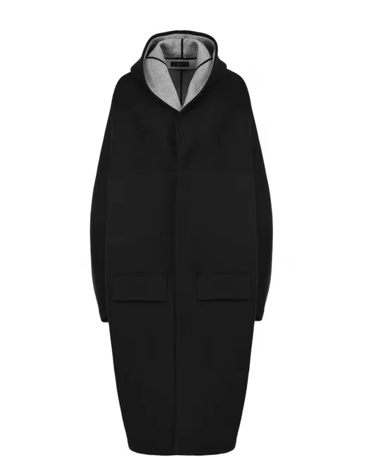 Yohji Yamamoto Хлопковое пальто свободного кроя с капюшоном