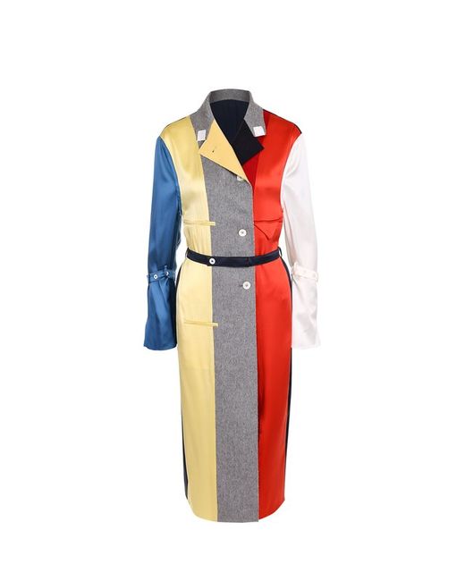Thom Browne Платье-рубашка из смеси шелка и кашемира с поясом