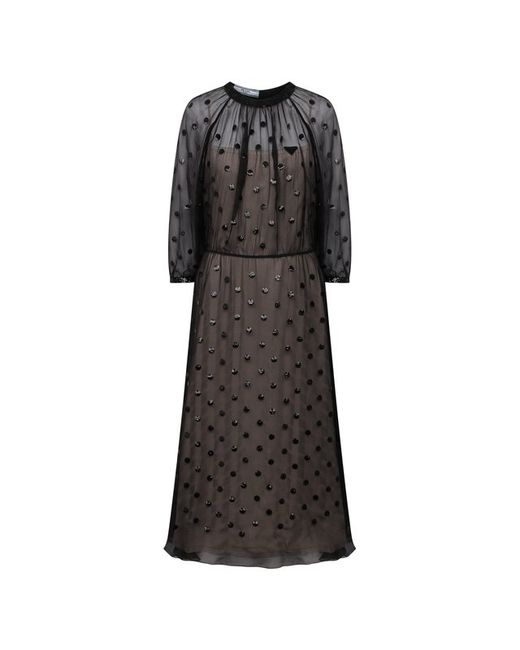 Prada Шелковое платье с отделкой пайетками