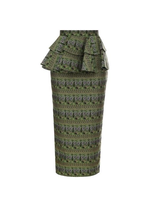 Tata Naka Жаккардовая юбка-карандаш с оборками
