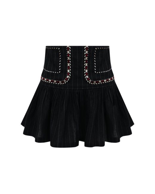 Isabel Marant Étoile Льняная мини-юбка с контрастной отделкой