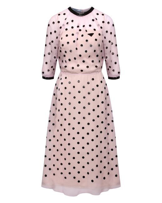 Prada Шелковое платье с отделкой пайетками