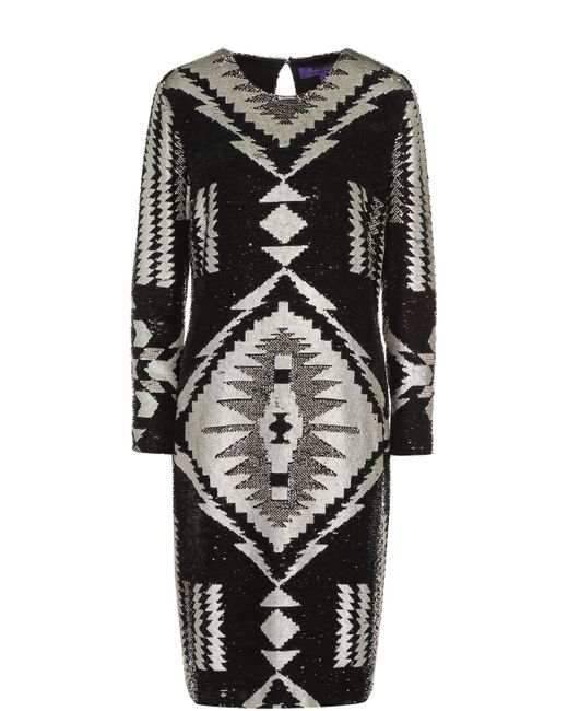 Ralph Lauren Шелковое платье-миди с вышивкой пайетками