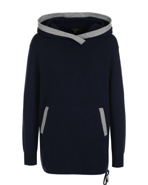 Loro Piana Кашемировый пуловер с капюшоном и контрастной отделкой
